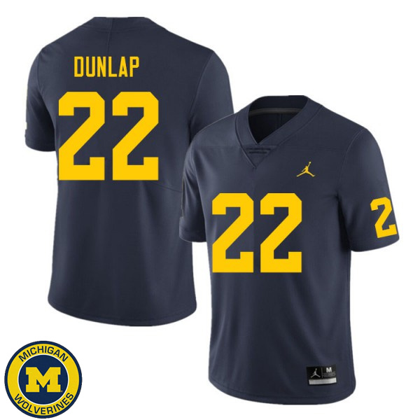 Men's Michigan Wolverines #22 Tavierre Dunlap Navy Alumni Football Jersey